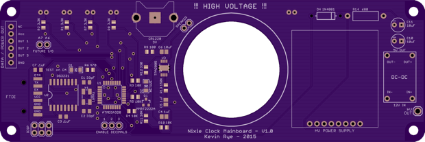 Nixie Clock Main Board v1.0 front clean